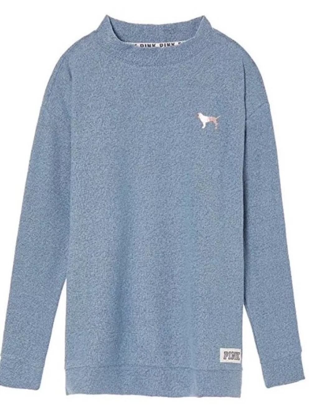 PINK Victoria's Secret Green/Blue Stadium Mock Neck Sweatshirt Women's Size XS